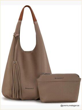 Slouchy Hobo Bag Set with Tassels - 2 Piece Set
